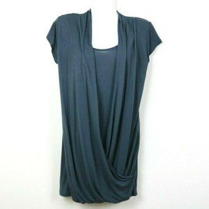 Cabi Womens Blouse Short Sleeve Layered Faux Wrap